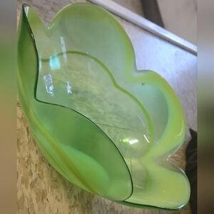 VINTAGE Murano Green Glass Decorative Bowl